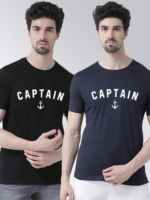 men set of 2 multi colored round neck graphic regular t-shirt  - 20684251 -  Standard Image - 0