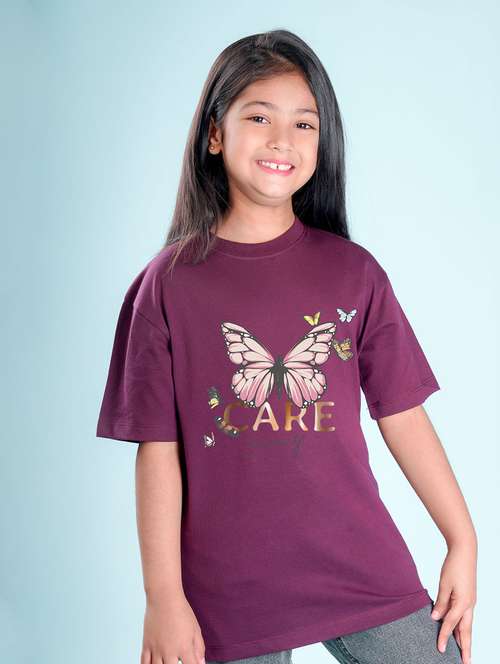 girls graphic printed round neck regular tee - 20684689 -  Standard Image - 0