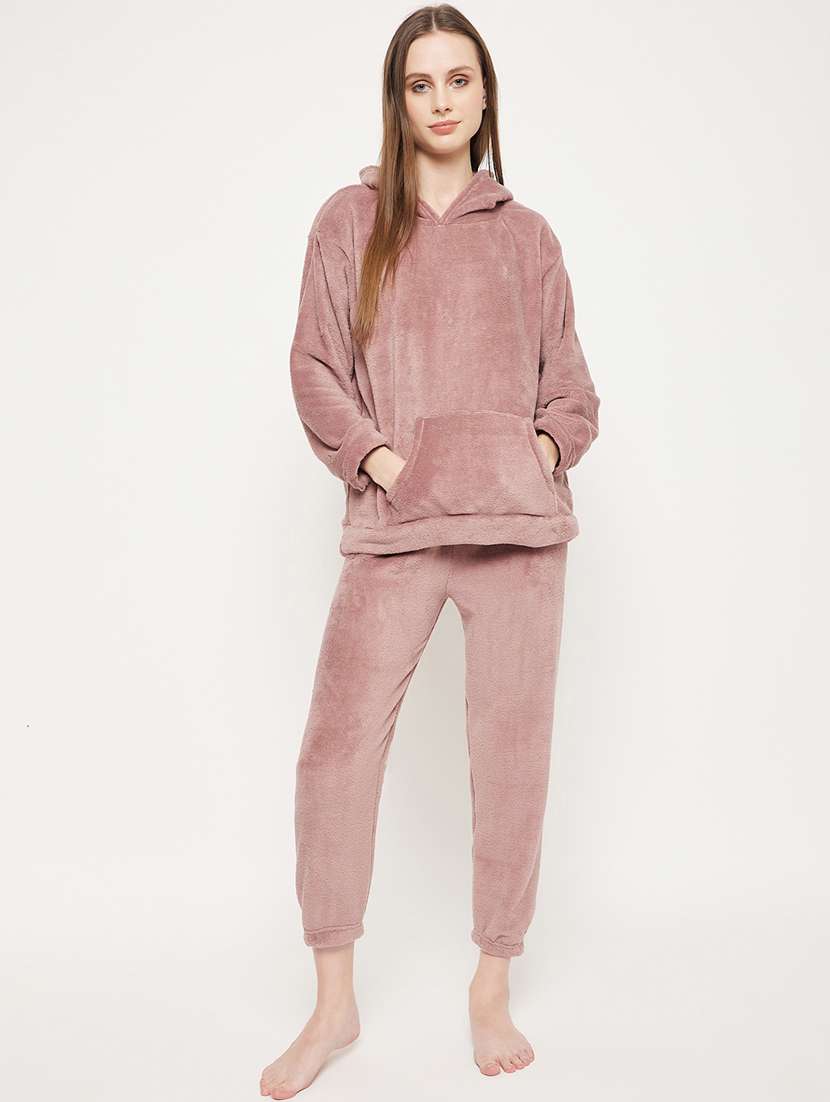 mauve solid pyjama set nightwear - 20685075 -  Zoom Image - 0