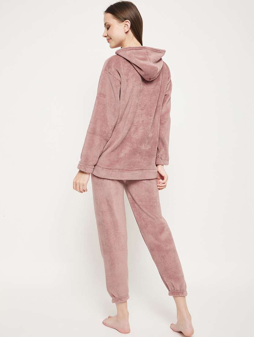 mauve solid pyjama set nightwear - 20685075 -  Standard Image - 3