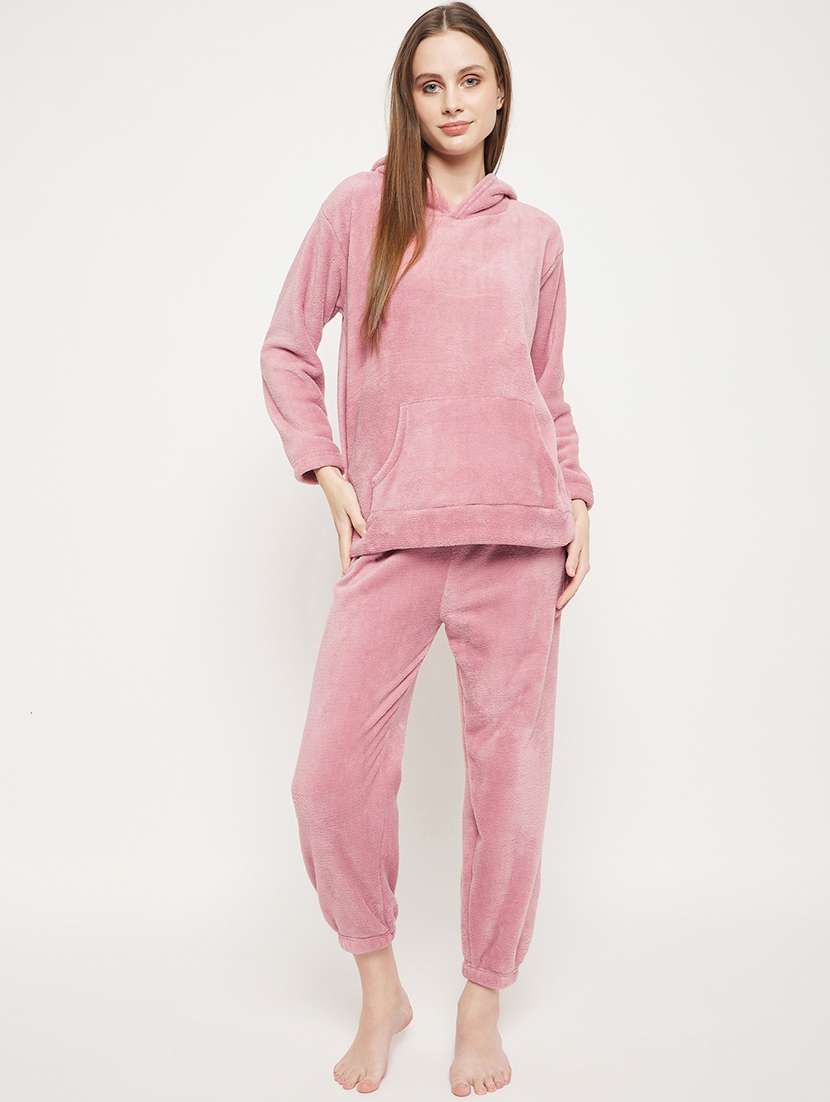 pink solid pyjama set nightwear 