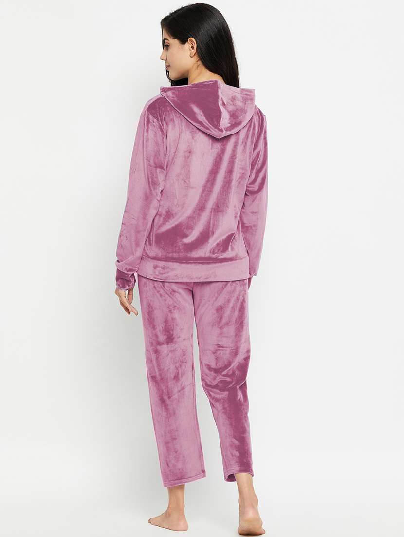 lavender solid pyjama set nightwear - 20685079 - Standard Image - 3