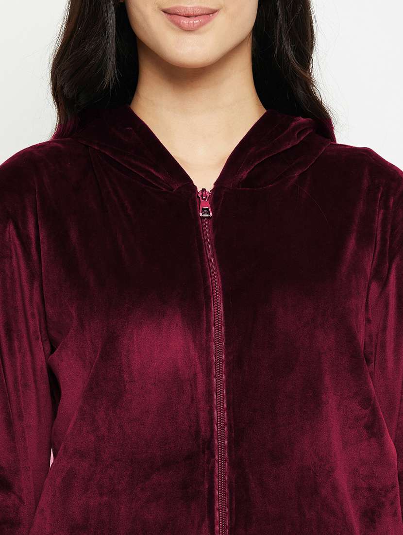 maroon solid pyjama set nightwear - 20685080 - Standard Image - 5