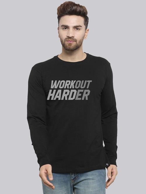 men black typographic full sleeve regular t-shirt - 20685897 -  Standard Image - 0