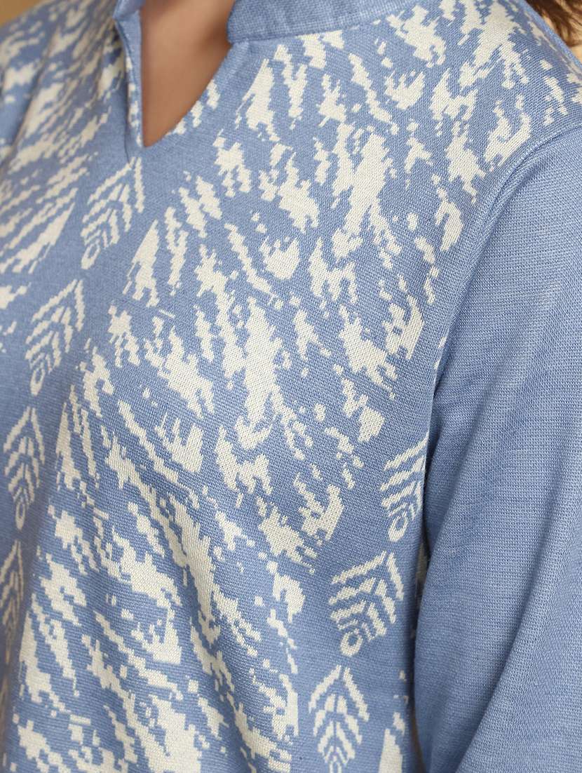 purist blue self design woolen kurta - 20686079 -  Standard Image - 5