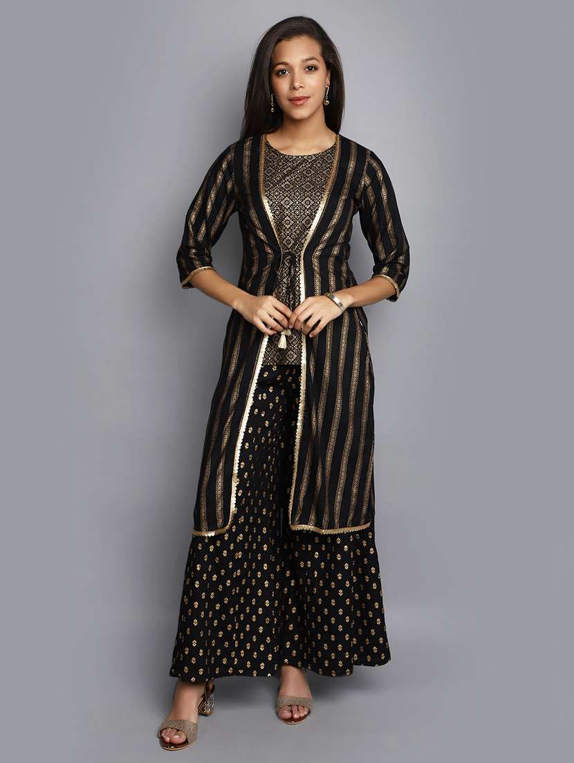 women black gold print fusion set