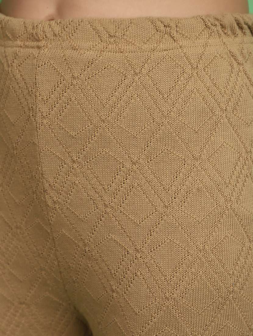 women brown self design detailed trouser - 20686135 -  Standard Image - 5