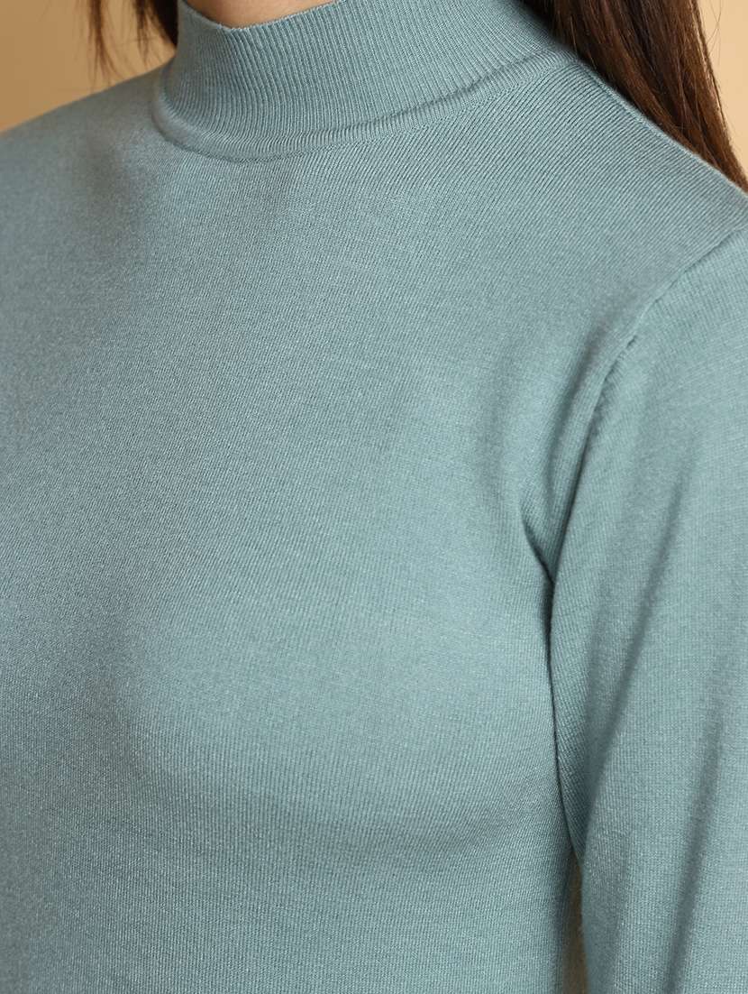 women solid high neck pullover - 20686159 -  Standard Image - 5