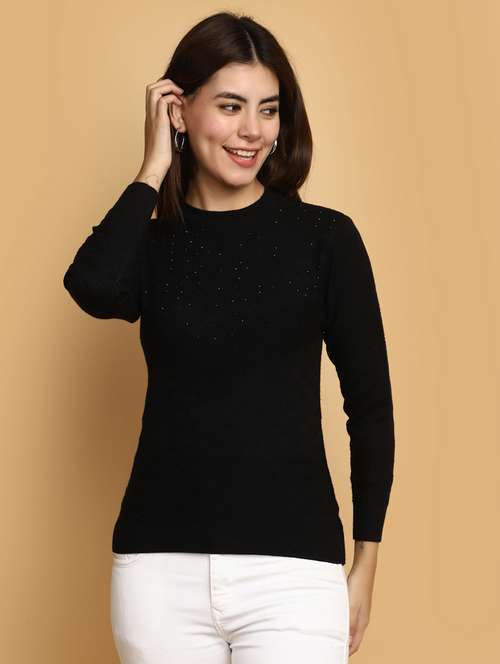 women solid embellished pullover - 20686162 - Standard Image - 0