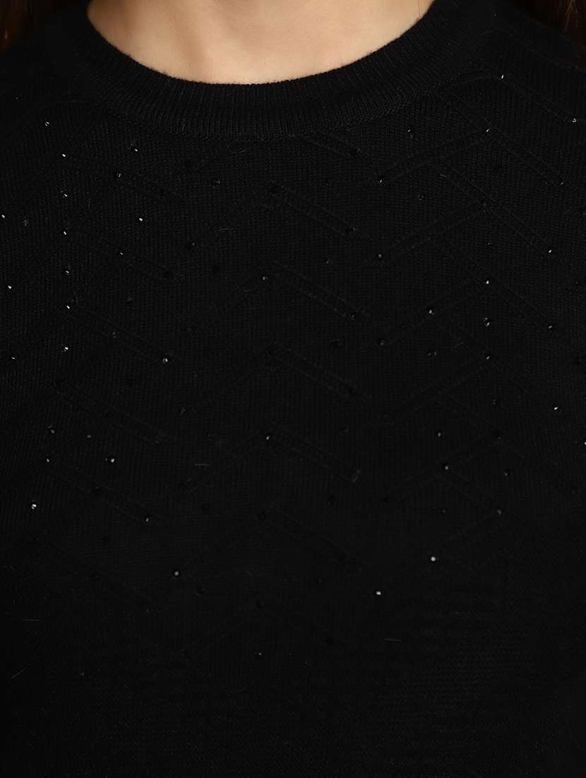 women solid embellished pullover - 20686162 - Standard Image - 5