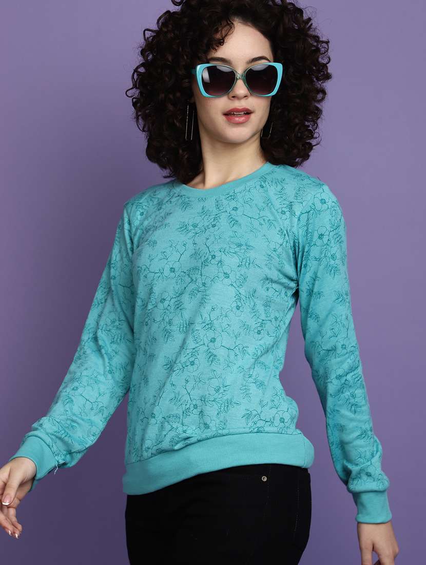 women floral print long sleeves pullover - 20686165 - Standard Image - 3