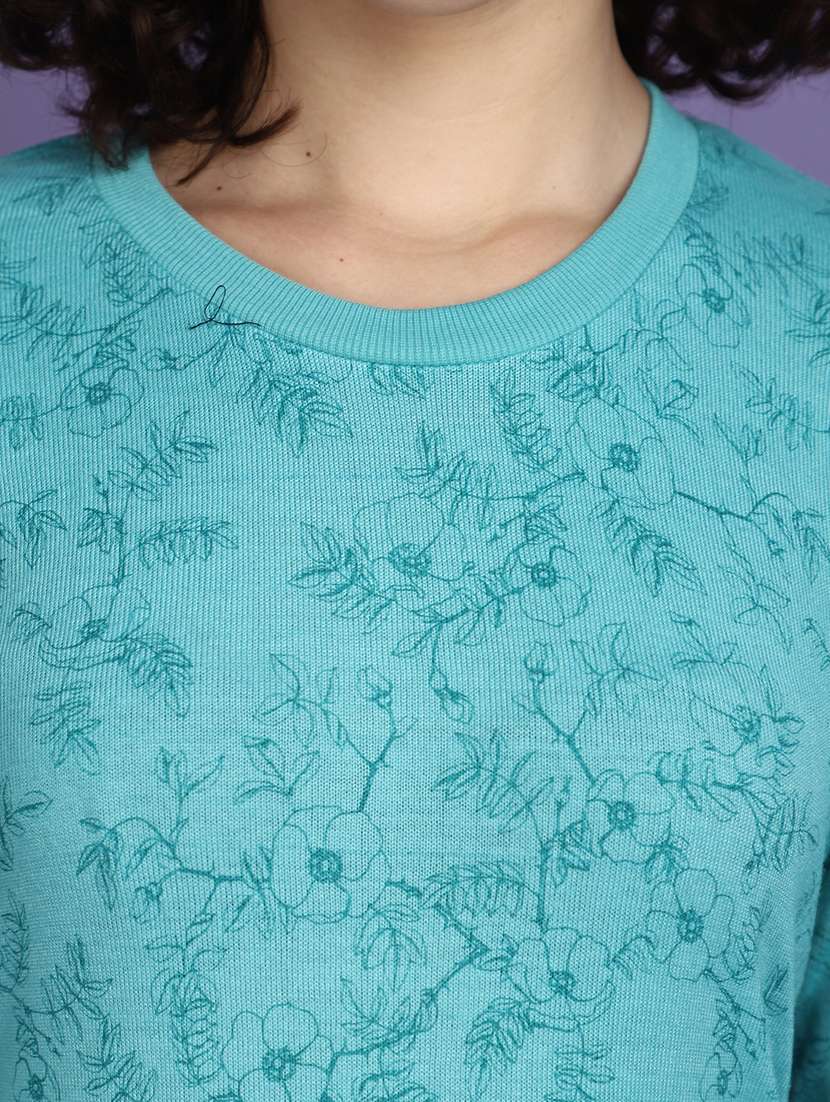 women floral print long sleeves pullover - 20686165 - Standard Image - 5
