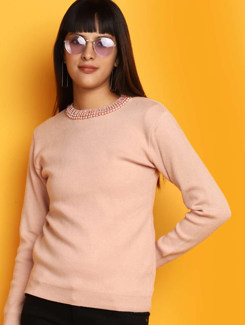 women embellished neck pullover - 20686169 -  Standard Image - 3