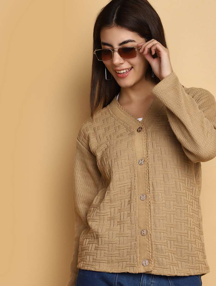 women self designed long sleeves cardigan - 20686183 -  Standard Image - 3