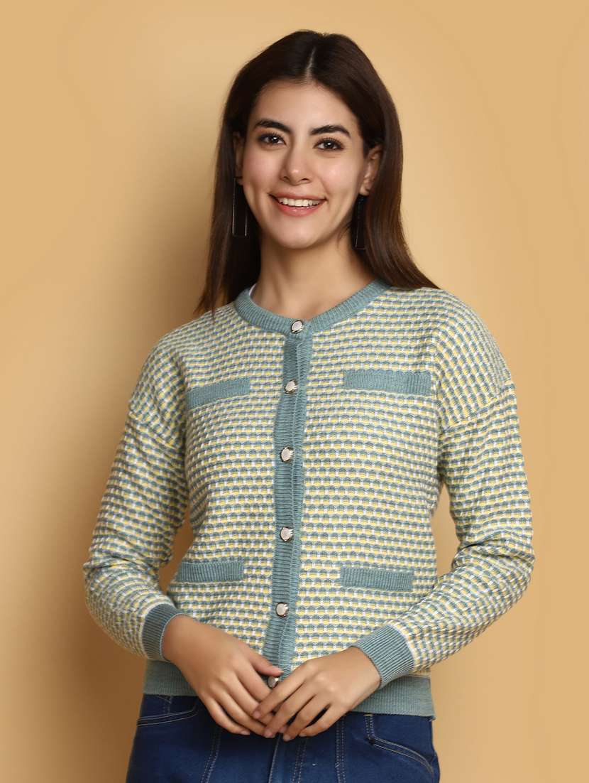 women self designed long sleeves cardigan