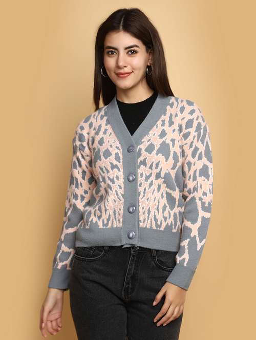 women self designed long sleeves cardigan - 20686188 -  Standard Image - 0