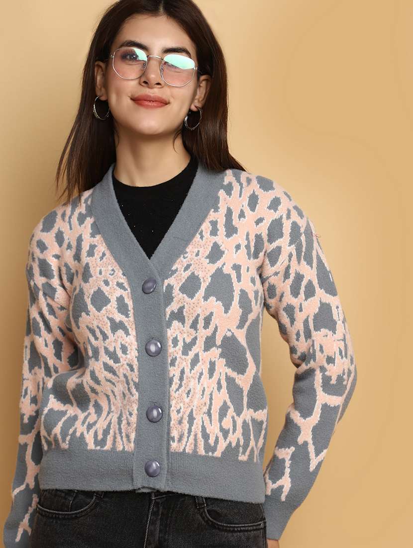 women self designed long sleeves cardigan - 20686188 -  Standard Image - 3