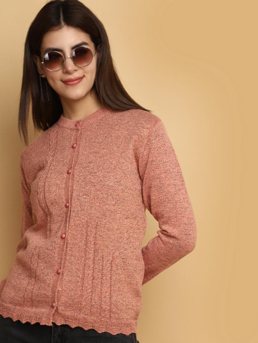 women self designed long sleeves cardigan - 20686189 - Standard Image - 3