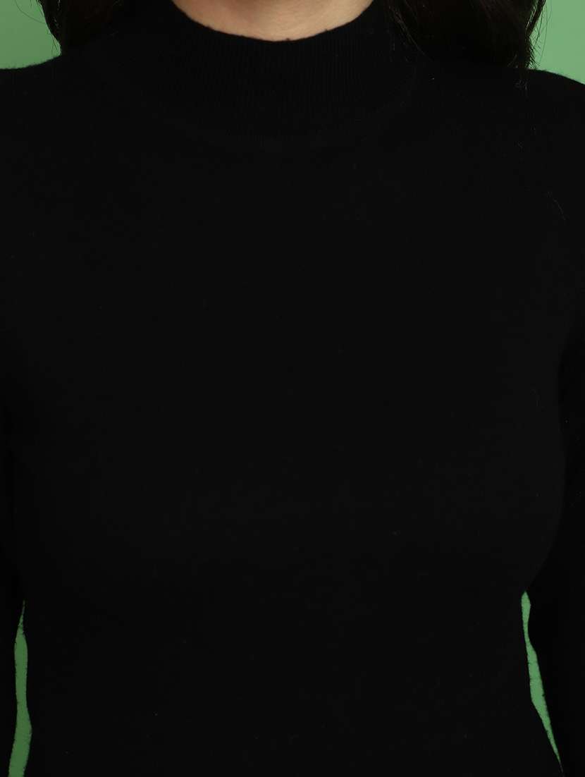 women solid mock neck pullover - 20686192 -  Standard Image - 5