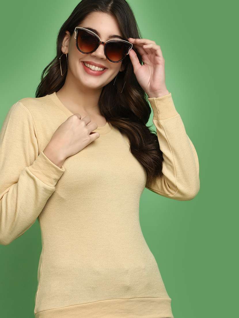 women solid long sleeves pullover - 20686196 - Standard Image - 3