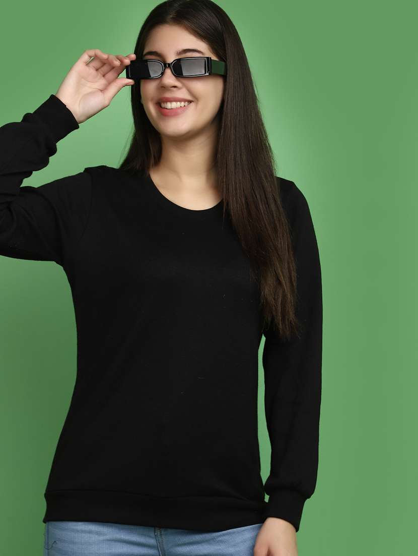 women solid long sleeves pullover - 20686197 - Standard Image - 3