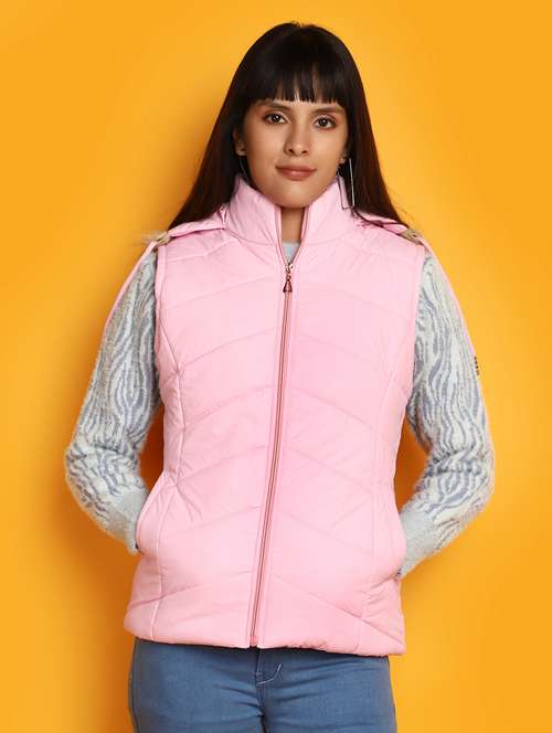 women solid sleeveless bomber jacket - 20686202 -  Standard Image - 0