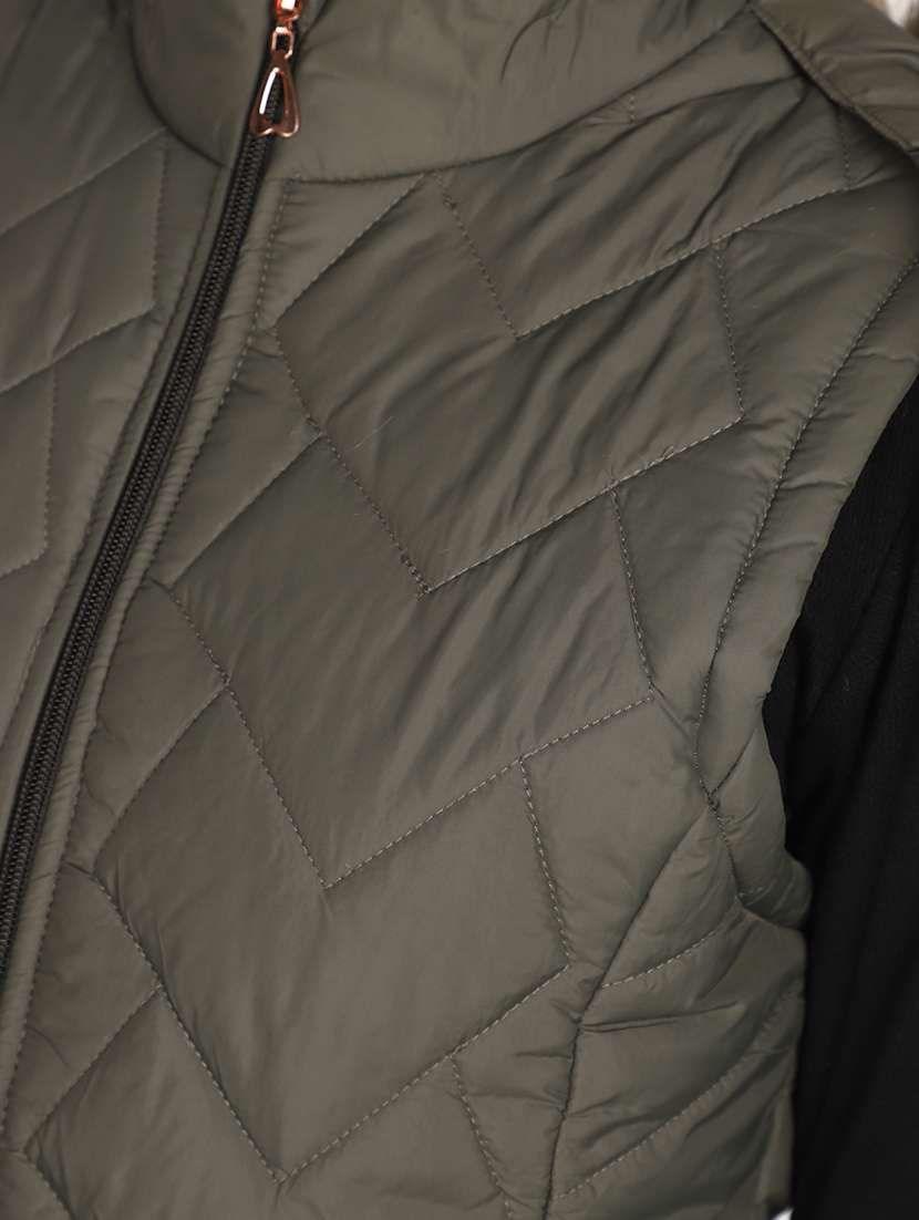 women solid sleeveless bomber jacket - 20686203 -  Standard Image - 5