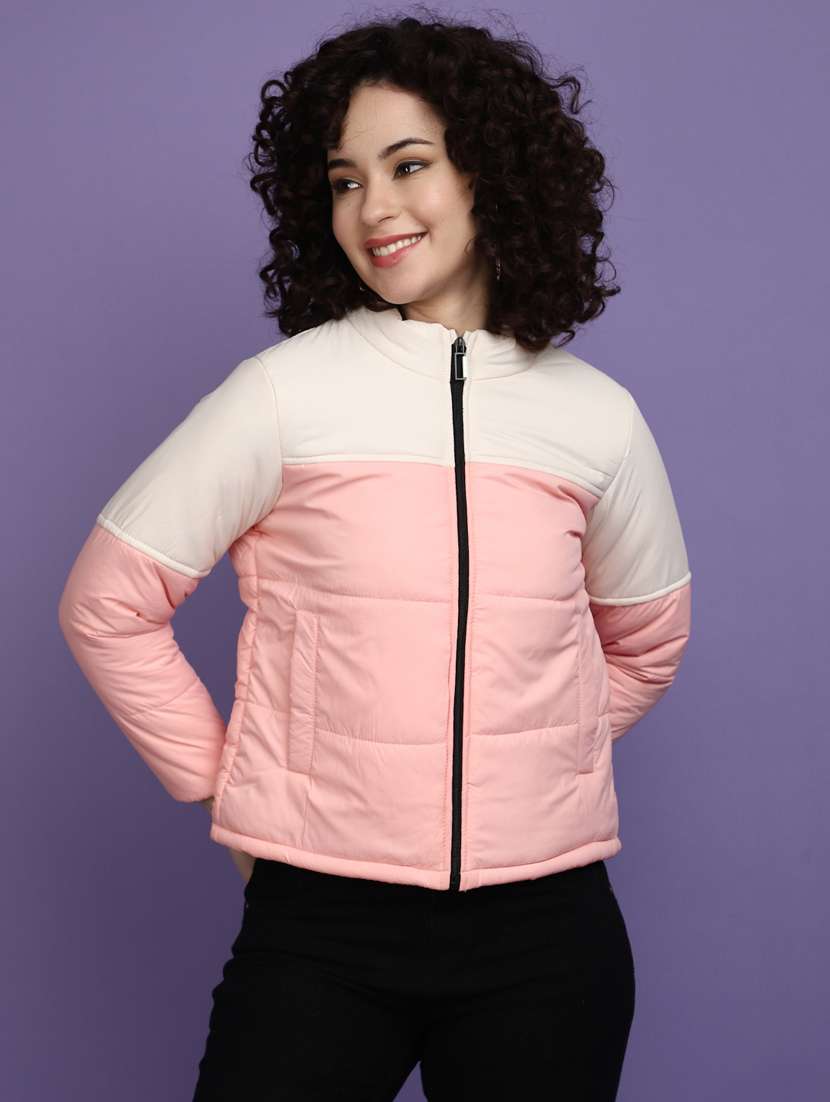 women solid stand collar bomber jacket - 20686210 -  Zoom Image - 0