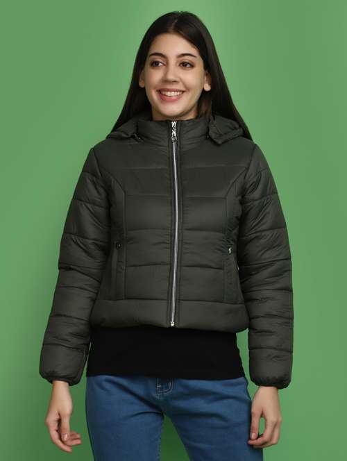 women solid hooded bomber jacket - 20686217 -  Standard Image - 0