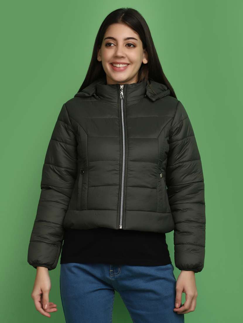 women solid hooded bomber jacket - 20686217 -  Zoom Image - 0