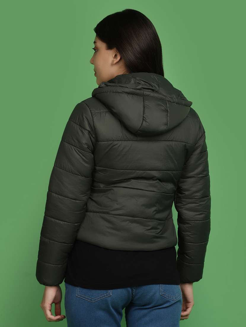 women solid hooded bomber jacket - 20686217 -  Standard Image - 3