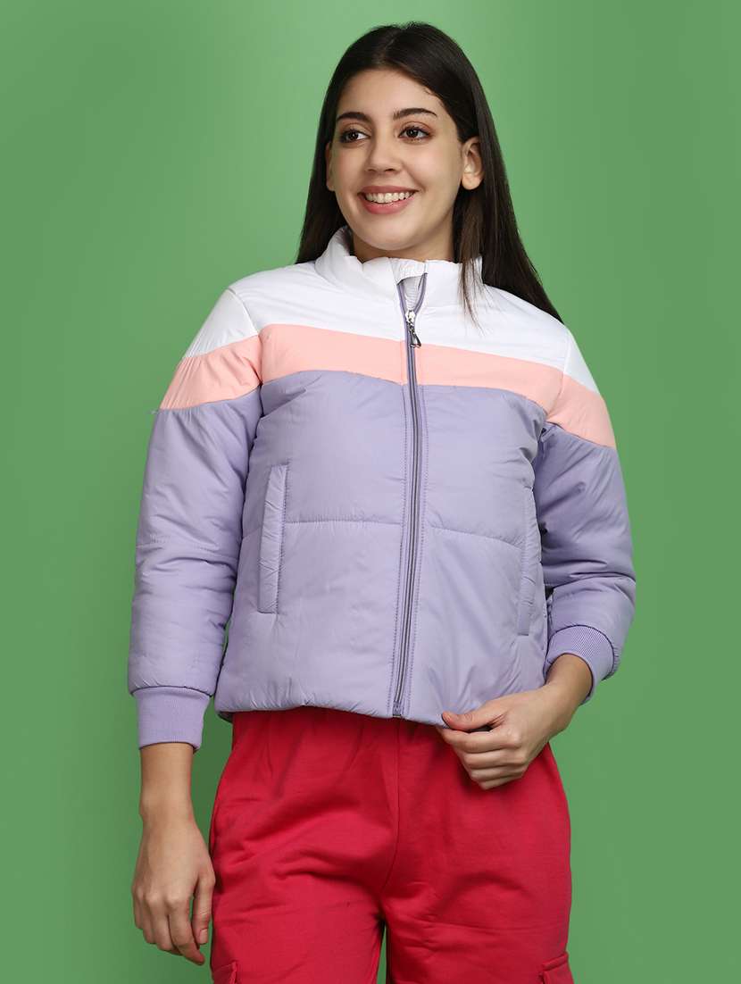women color blocked bomber jacket