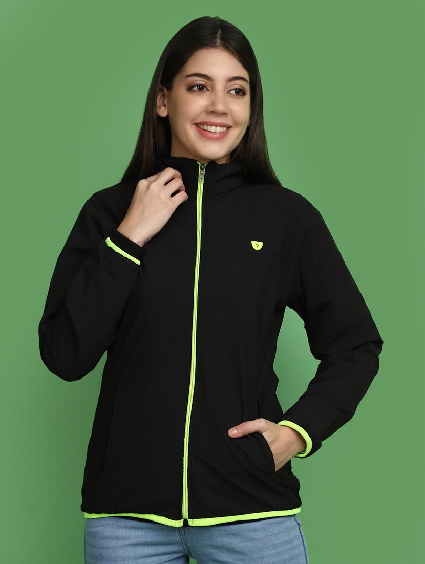 women solid stand collar windcheater - 20686229 - Zoom Image - 0