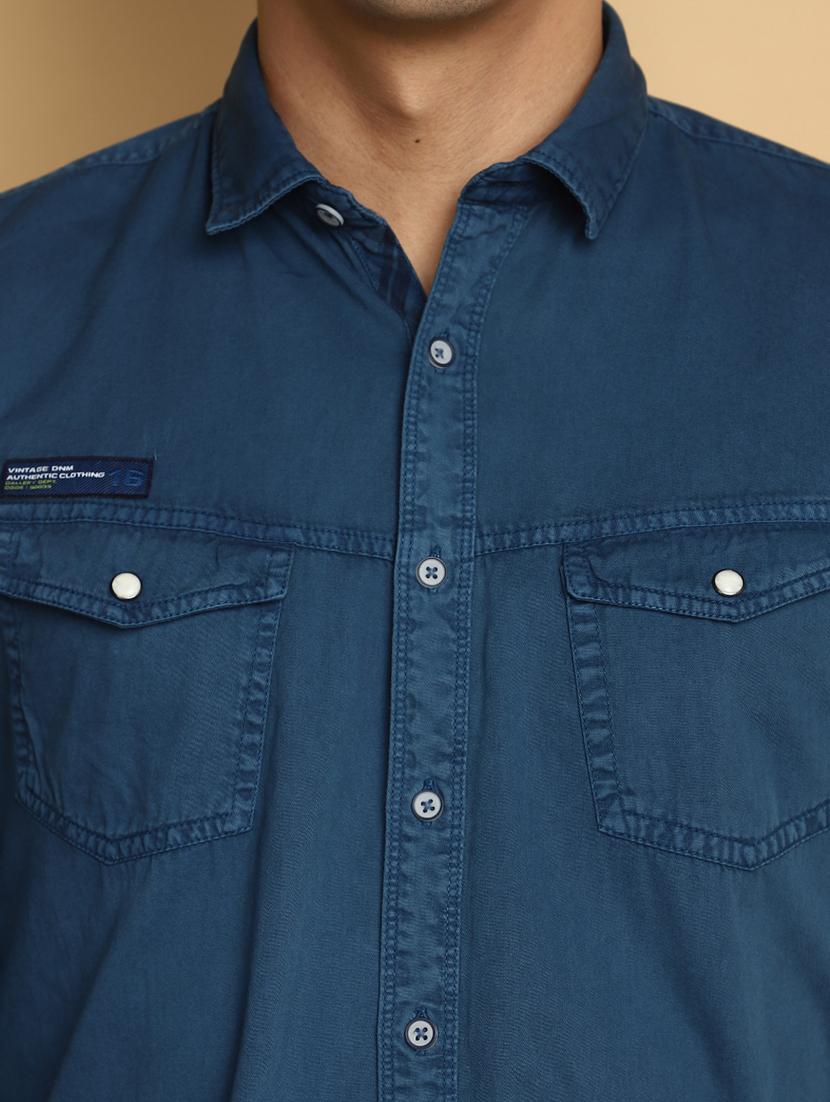 blue cotton casual shirt - 20686235 - Standard Image - 5