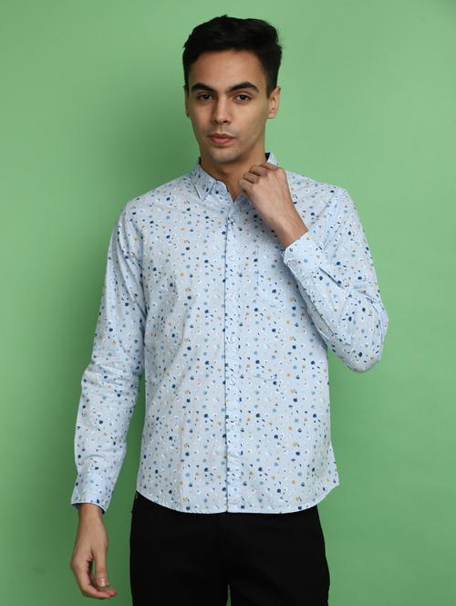 blue floral printed casual shirt - 20686243 -  Standard Image - 0