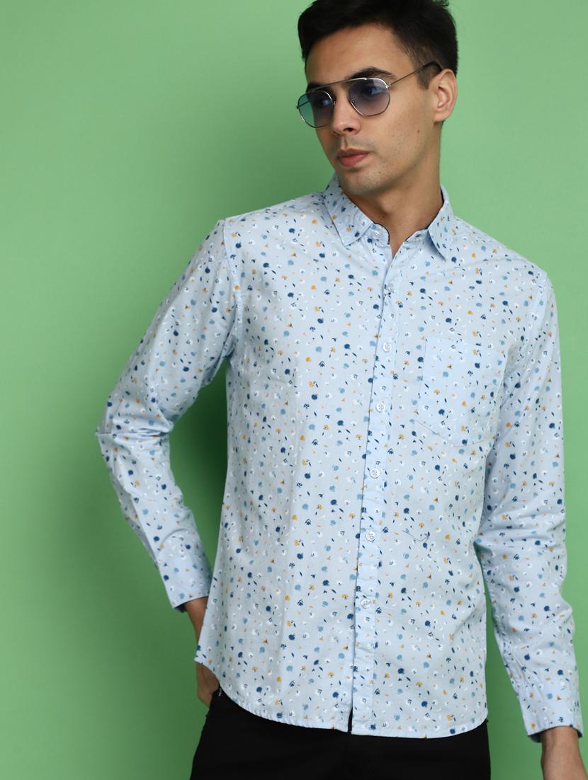 blue floral printed casual shirt - 20686243 - Standard Image - 3