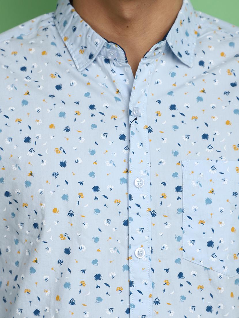 blue floral printed casual shirt - 20686243 - Standard Image - 5