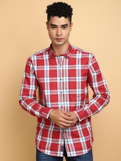 red cotton casual shirt - 20686244 -  Standard Image - 0