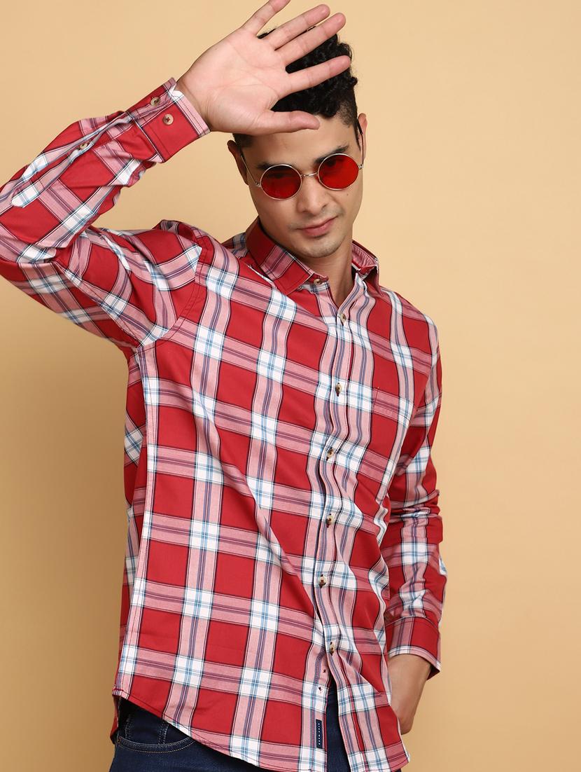 red cotton casual shirt - 20686244 - Standard Image - 3