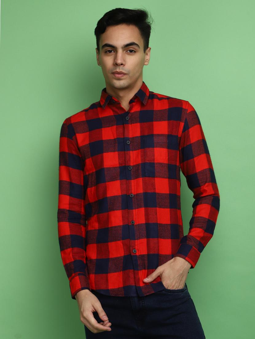 red cotton casual shirt - 20686249 - Zoom Image - 0