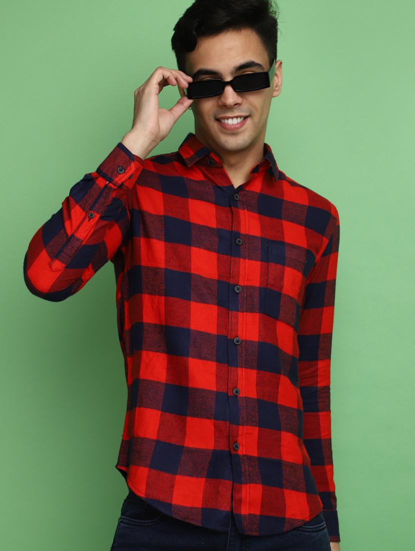 red cotton casual shirt - 20686249 - Standard Image - 3