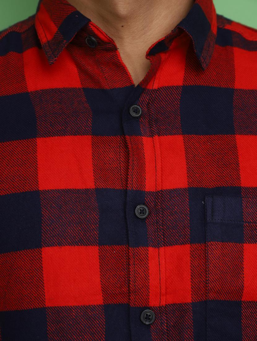 red cotton casual shirt - 20686249 - Standard Image - 5