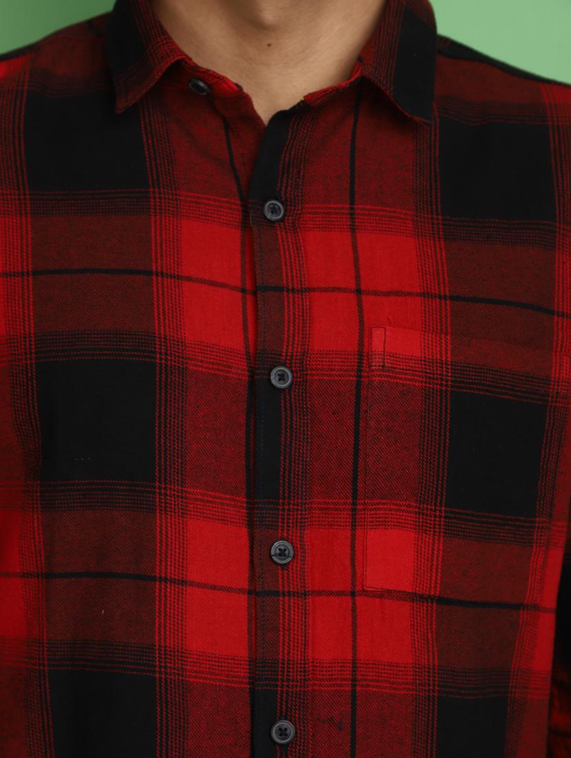 red cotton casual shirt - 20686250 - Standard Image - 5