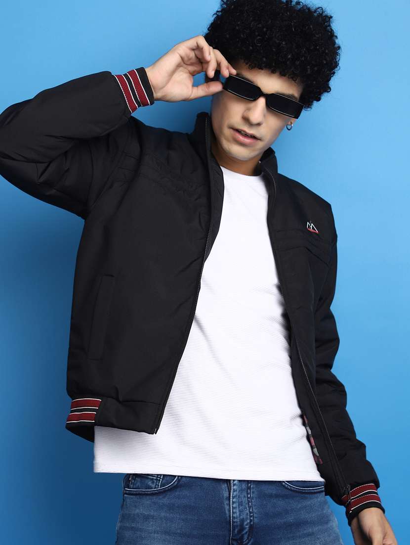 solid black detailed casual jacket - 20686272 - Standard Image - 3