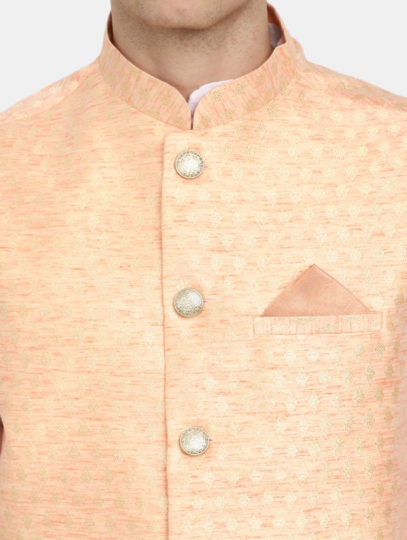 men melange mandarin neck nehru jacket - 20686292 - Standard Image - 5