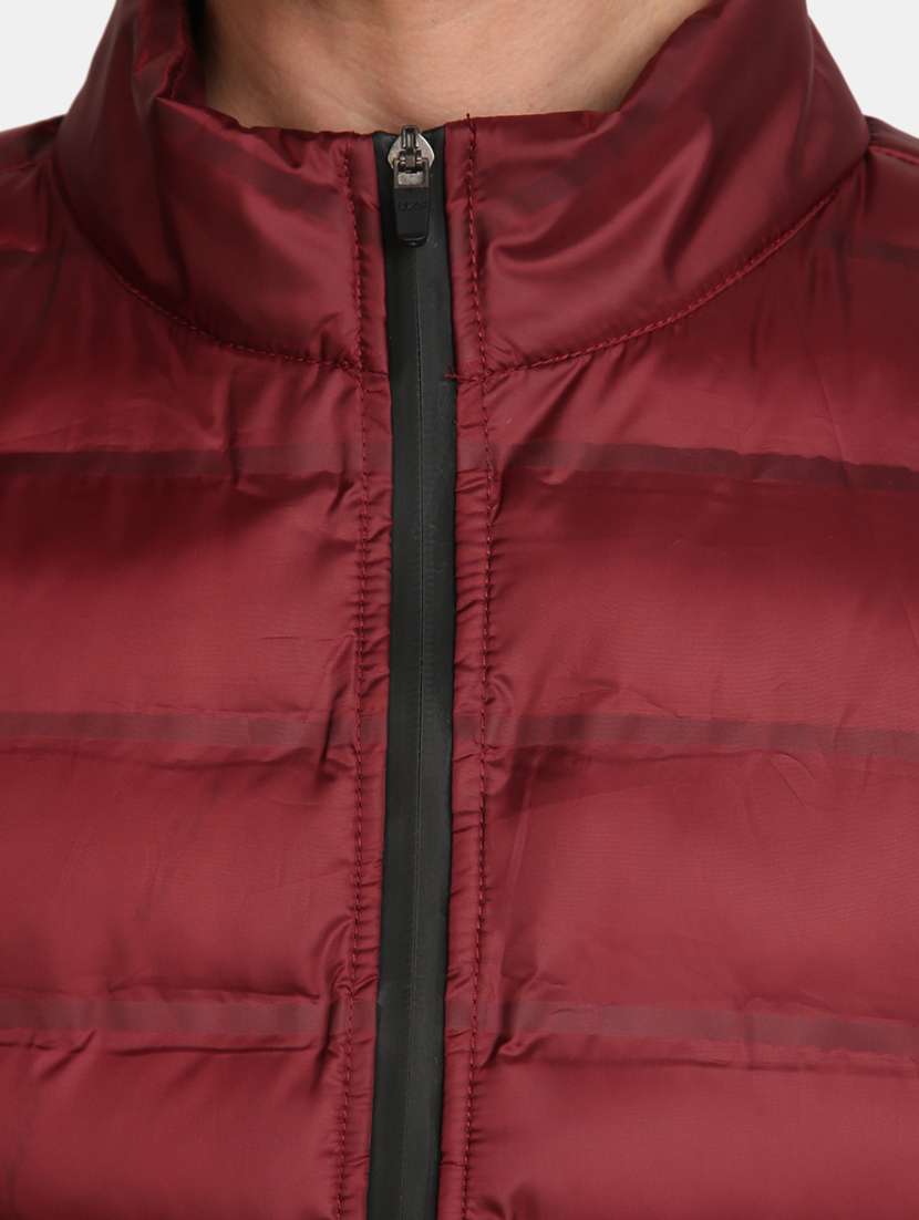 maroon quilted detailed casual jacket - 20686318 - Standard Image - 5