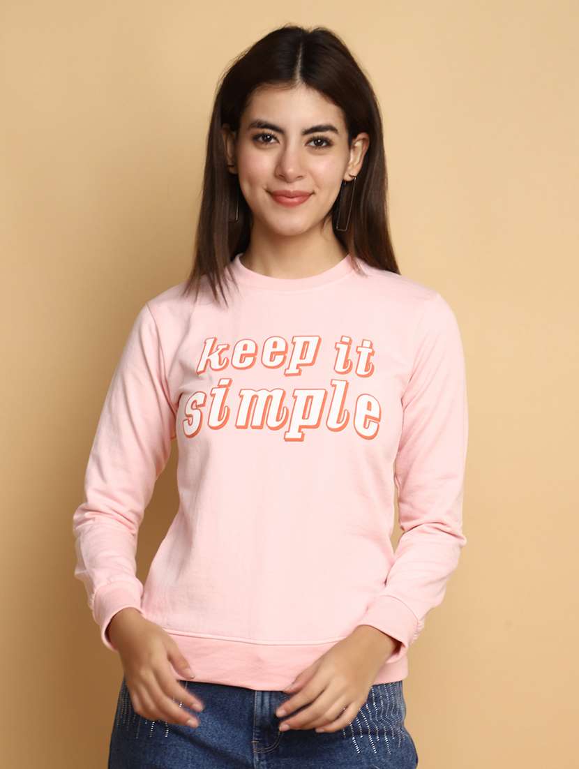 women chest print  long sleeve sweatshirt - 20686415 -  Zoom Image - 0