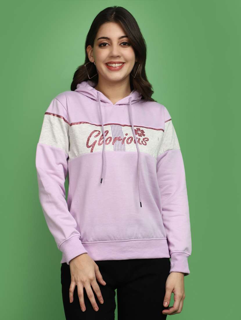 women front print long sleeve sweatshirt