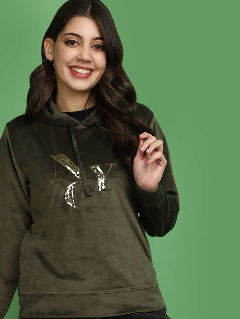 women chest print long sleeve sweatshirt - 20686430 - Standard Image - 3