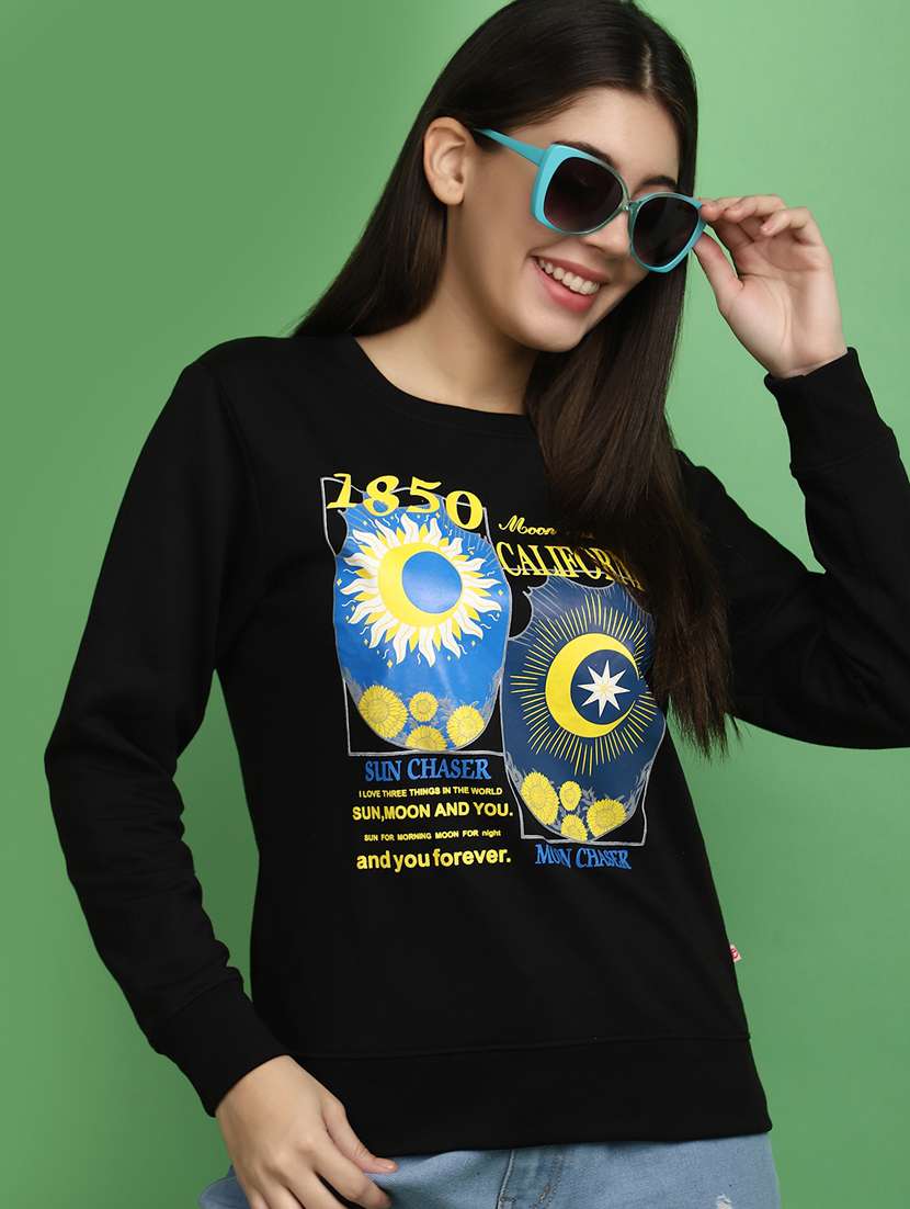 women front print long sleeve sweatshirt - 20686434 -  Standard Image - 3